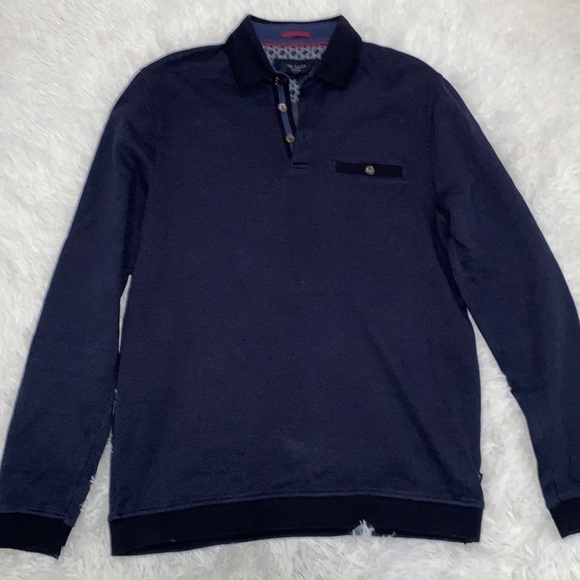 Ted Baker blue on blue collared button up sweatshirt - Picture 1 of 6